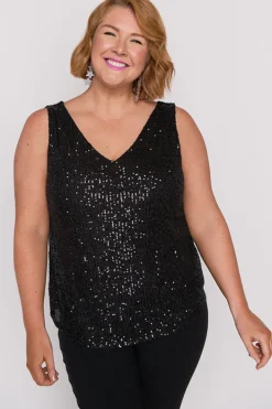 Lorraine Designs Tops*Rylee Black Sequins Party Tank