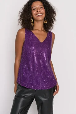 Lorraine Designs Tops*Rylee Purple Sequins Party Tank