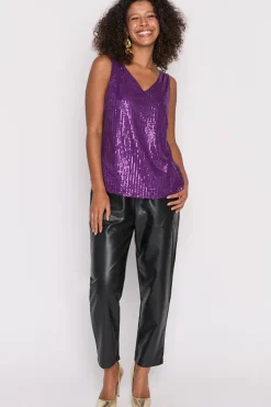 Lorraine Designs Tops*Rylee Purple Sequins Party Tank