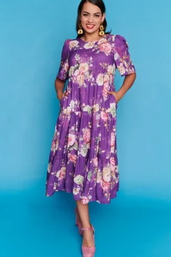 Lorraine Designs Casual Dresses | Shift Dresses*Saturn Antique Purple Floral Dress