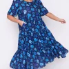 Lorraine Designs Midi Dresses*Saturn Blue Bunnies Dress