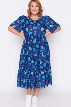 Lorraine Designs Midi Dresses*Saturn Blue Bunnies Dress