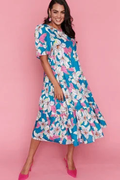 Lorraine Designs Casual Dresses | Shift Dresses*Saturn Teal Lillies Dress