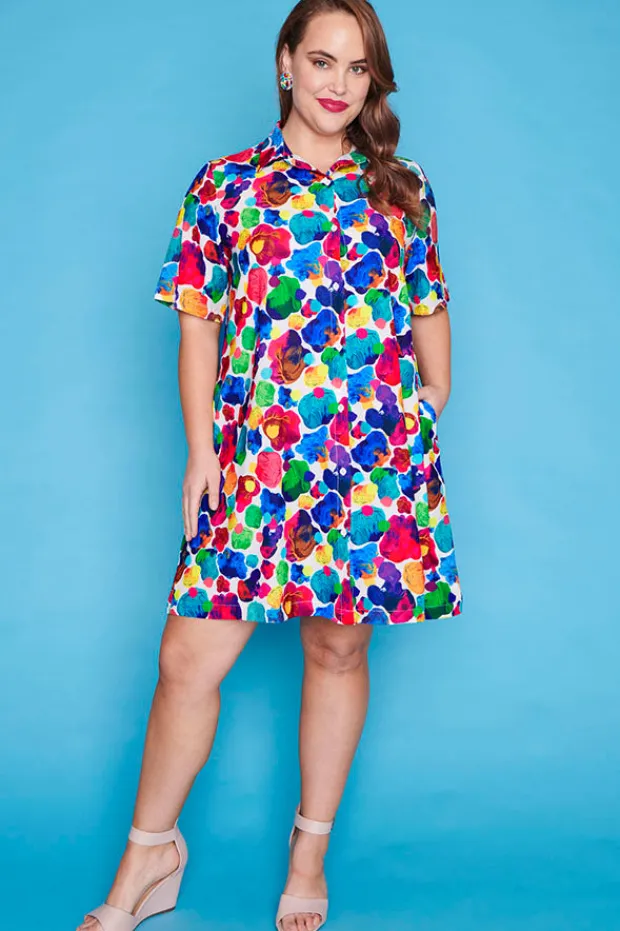 Lorraine Designs Casual Dresses | Shirt Dresses*Scarlet Painterly Dress