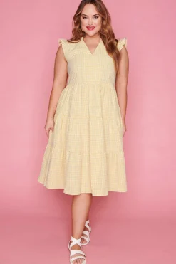 White Closet Casual Dresses | Fit & Flare Dresses*Selina Mustard Gingham Dress