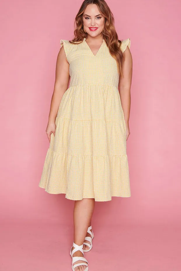 White Closet Casual Dresses | Fit & Flare Dresses*Selina Mustard Gingham Dress