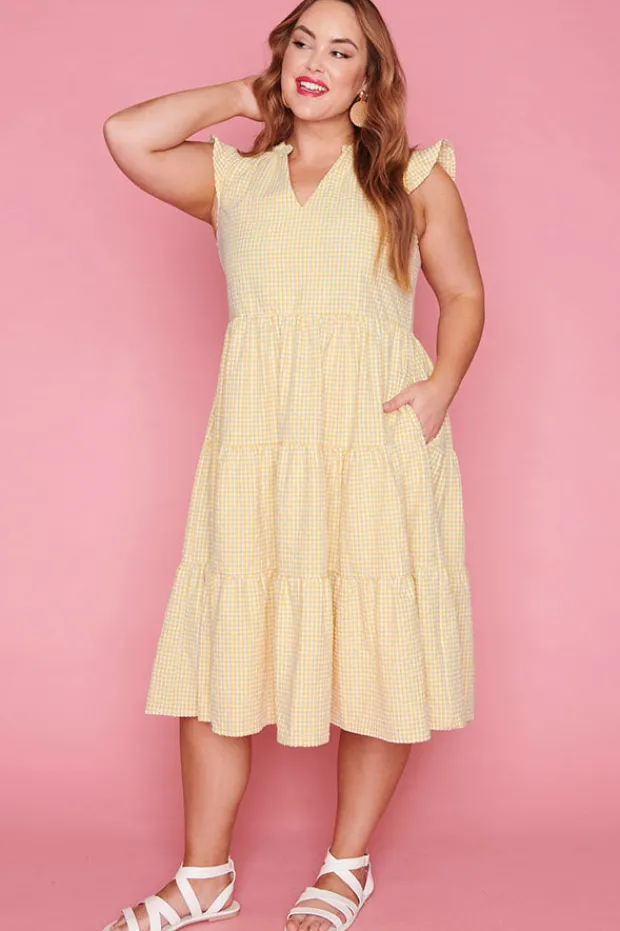 White Closet Casual Dresses | Fit & Flare Dresses*Selina Mustard Gingham Dress
