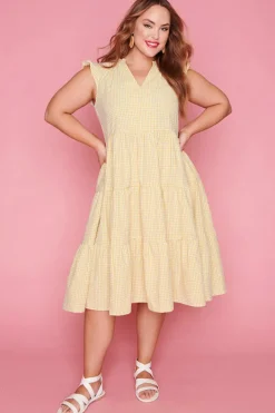 White Closet Casual Dresses | Fit & Flare Dresses*Selina Mustard Gingham Dress