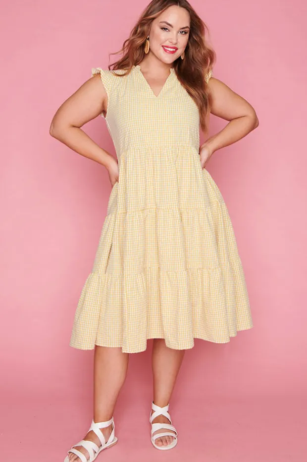 White Closet Casual Dresses | Fit & Flare Dresses*Selina Mustard Gingham Dress