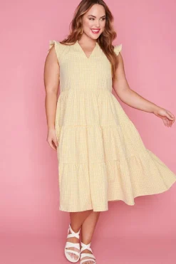 White Closet Casual Dresses | Fit & Flare Dresses*Selina Mustard Gingham Dress
