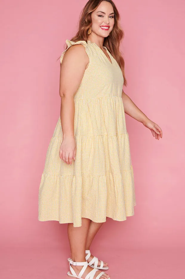 White Closet Casual Dresses | Fit & Flare Dresses*Selina Mustard Gingham Dress