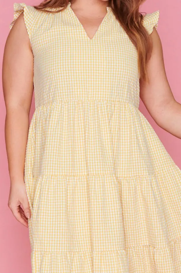 White Closet Casual Dresses | Fit & Flare Dresses*Selina Mustard Gingham Dress