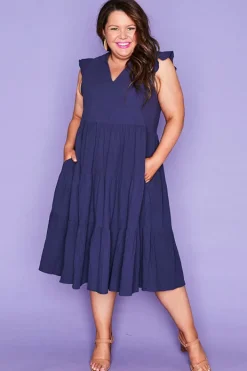 White Closet Casual Dresses | Fit & Flare Dresses*Selina Navy Dress