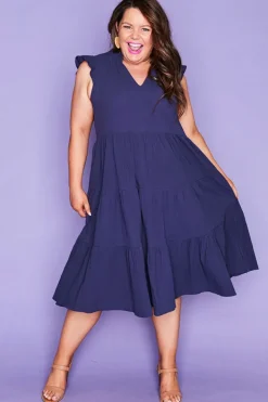 White Closet Casual Dresses | Fit & Flare Dresses*Selina Navy Dress