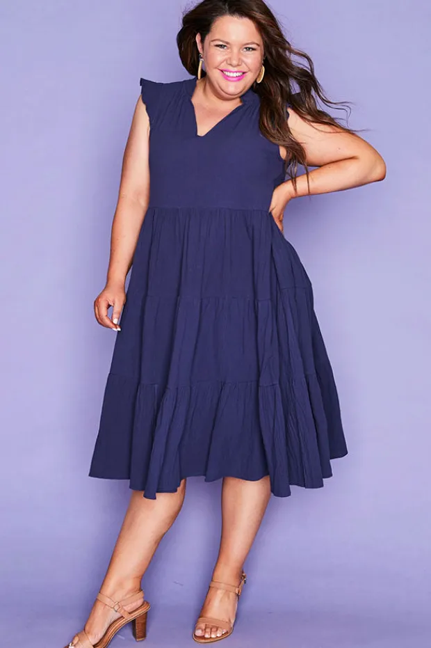 White Closet Casual Dresses | Fit & Flare Dresses*Selina Navy Dress