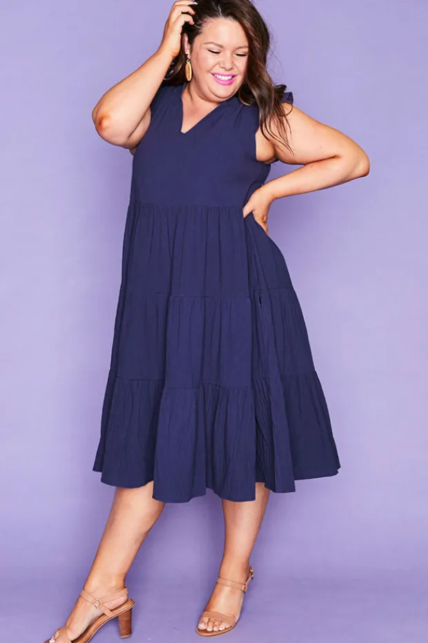 White Closet Casual Dresses | Fit & Flare Dresses*Selina Navy Dress
