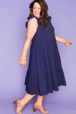 White Closet Casual Dresses | Fit & Flare Dresses*Selina Navy Dress