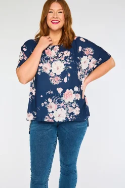 Lorraine Designs Tops*Serena Navy Floral Top