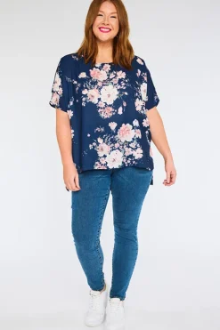Lorraine Designs Tops*Serena Navy Floral Top