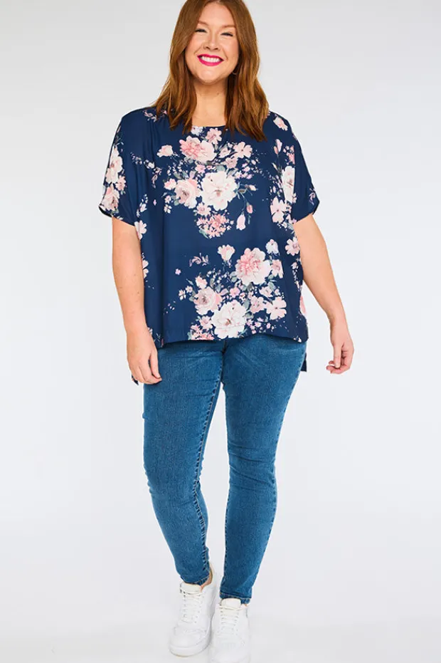 Lorraine Designs Tops*Serena Navy Floral Top
