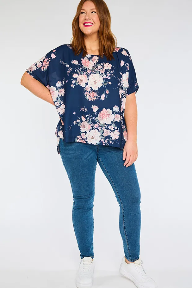 Lorraine Designs Tops*Serena Navy Floral Top