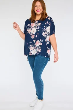 Lorraine Designs Tops*Serena Navy Floral Top
