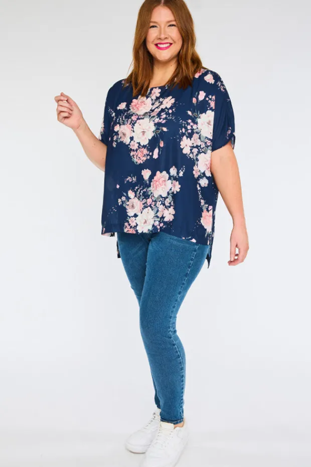 Lorraine Designs Tops*Serena Navy Floral Top