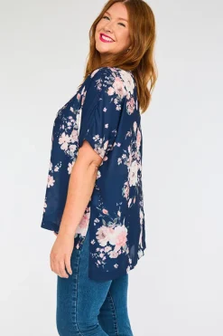 Lorraine Designs Tops*Serena Navy Floral Top