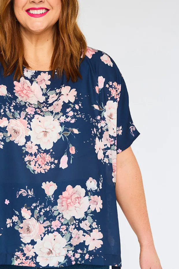 Lorraine Designs Tops*Serena Navy Floral Top