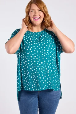 Lorraine Designs Tops | Casual Dresses*Serena Teal Spot Top