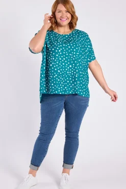 Lorraine Designs Tops | Casual Dresses*Serena Teal Spot Top