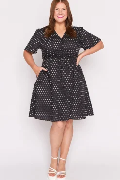 Lorraine Designs Casual Dresses | Knee Length Dresses*Siena Cotton Black Spot Dress
