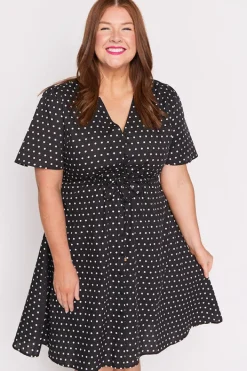 Lorraine Designs Casual Dresses | Knee Length Dresses*Siena Cotton Black Spot Dress