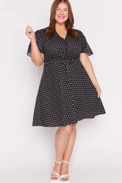 Lorraine Designs Casual Dresses | Knee Length Dresses*Siena Cotton Black Spot Dress