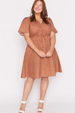 Lorraine Designs Casual Dresses | Knee Length Dresses*Siena Cotton Mocha Spot Dress