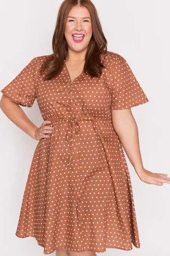 Lorraine Designs Casual Dresses | Knee Length Dresses*Siena Cotton Mocha Spot Dress