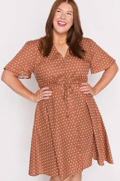 Lorraine Designs Casual Dresses | Knee Length Dresses*Siena Cotton Mocha Spot Dress