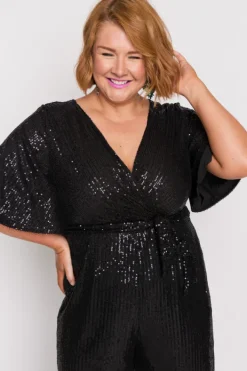 Lorraine Designs Sequin Dresses*Skyla Black Sequins Party Jumpsuit