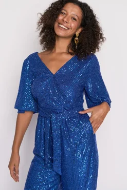 Lorraine Designs Sequin Dresses*Skyla Cobalt Sequins Party Jumpsuit