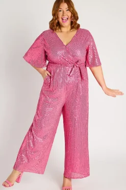 Lorraine Designs Sequin Dresses*Skyla Pink Sequins Party Jumpsuit