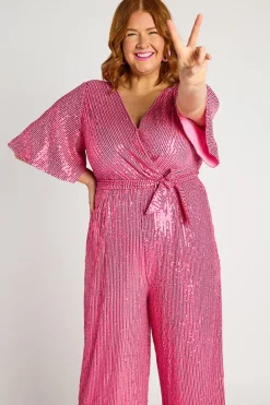 Lorraine Designs Sequin Dresses*Skyla Pink Sequins Party Jumpsuit