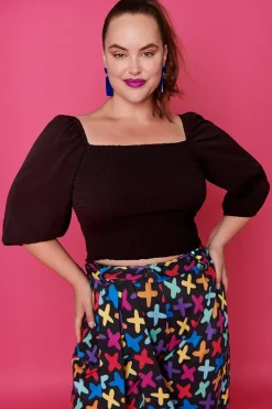 Lorraine Designs Tops*Smile Black Long Sleeve Top