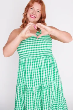 Lorraine Designs Casual Dresses | Midi Dresses*Spencer Green Gingham Dress