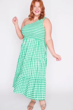 Lorraine Designs Casual Dresses | Midi Dresses*Spencer Green Gingham Dress