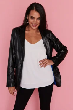 Lorraine Designs Jackets & Coats*Tailor Black Pleather Blazer