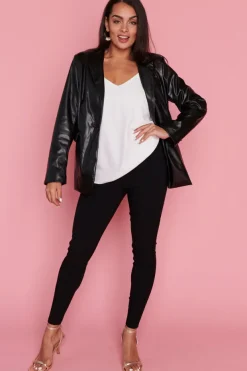 Lorraine Designs Jackets & Coats*Tailor Black Pleather Blazer