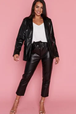 Lorraine Designs Jackets & Coats*Tailor Black Pleather Blazer
