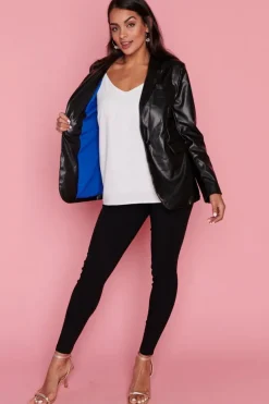 Lorraine Designs Jackets & Coats*Tailor Black Pleather Blazer