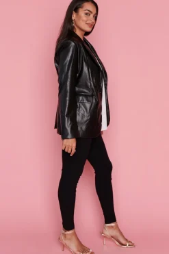 Lorraine Designs Jackets & Coats*Tailor Black Pleather Blazer