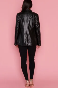Lorraine Designs Jackets & Coats*Tailor Black Pleather Blazer